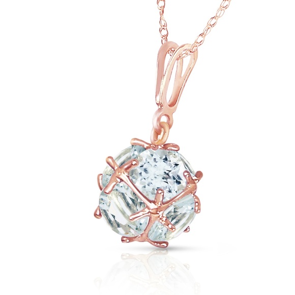 Galaxy Gold Products Jewelry - 14K. SOLID GOLD NECKLACE WITH NATURAL AQUAMARINES